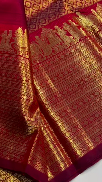 Wine Pallaku Kanchipuram Slik Saree