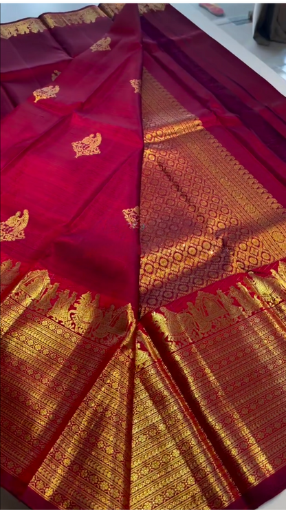 Wine Pallaku Kanchipuram Slik Saree