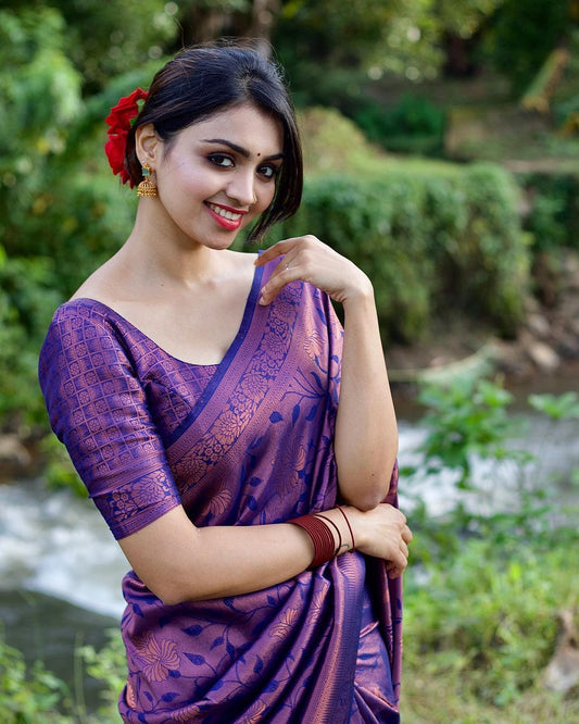 Traditional Kanjivaram Woven Silk Saree With Blouse Piece