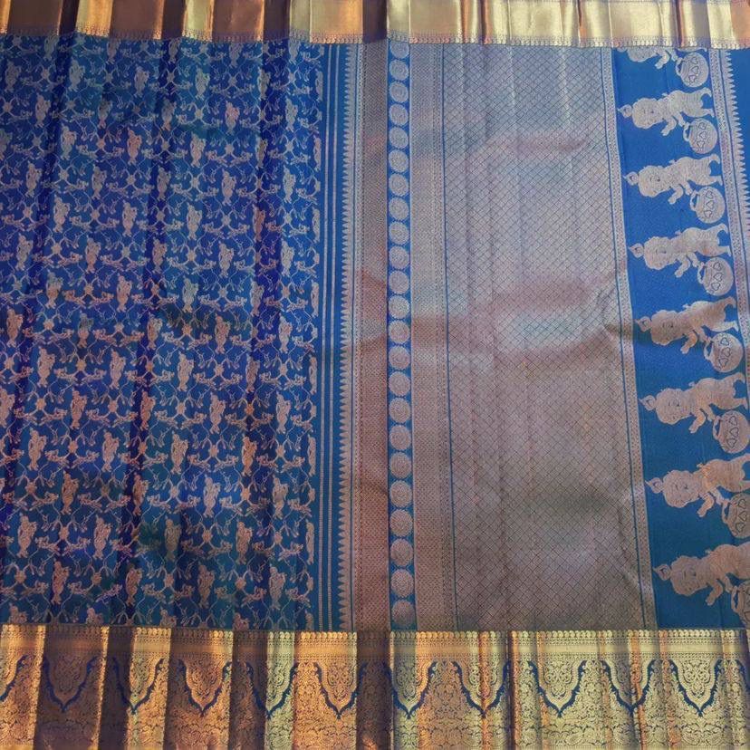 Krishna Janmashtami Special Blue Banarasi Silk Saree