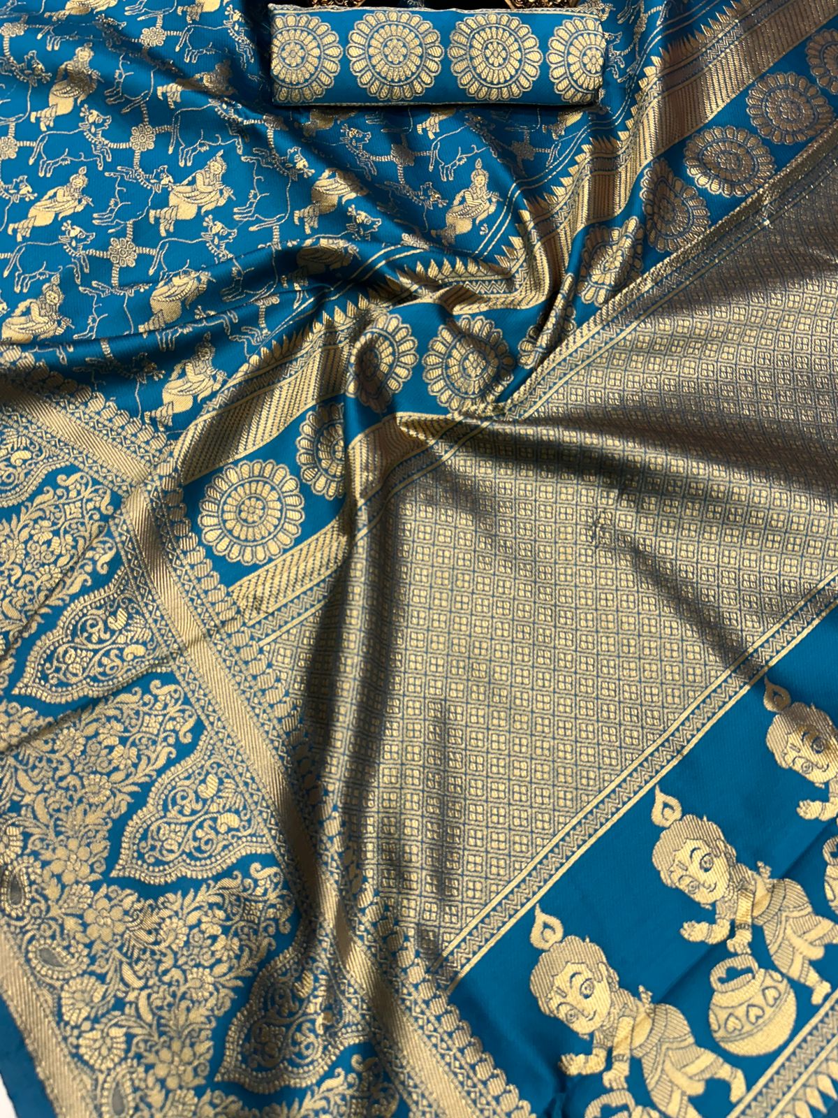 Krishna Janmashtami Special Blue Banarasi Silk Saree