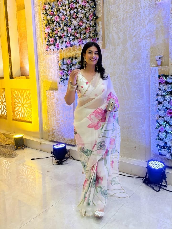 Pure Organza Silk Hand-Embroidered Saree