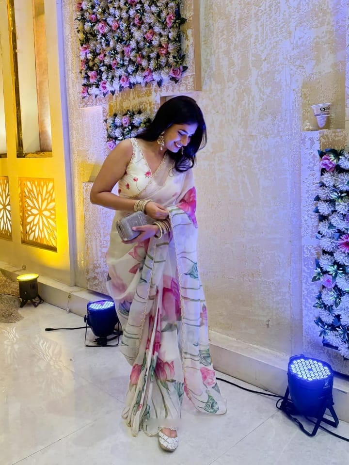 Pure Organza Silk Hand-Embroidered Saree