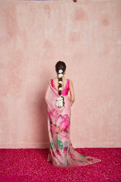 Pure Organza Silk Hand-Embroidered Saree