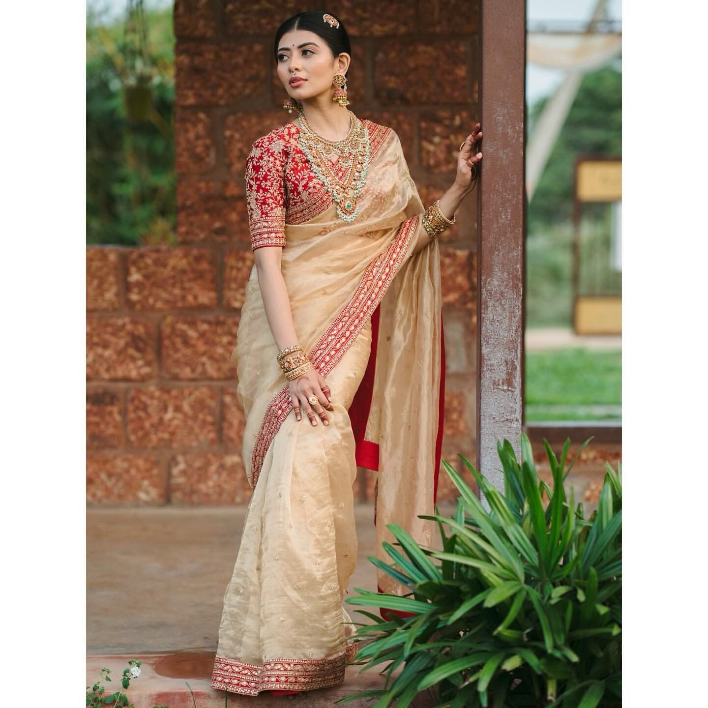 Gold Dori Embroidered Tissue Organza Designer Saree