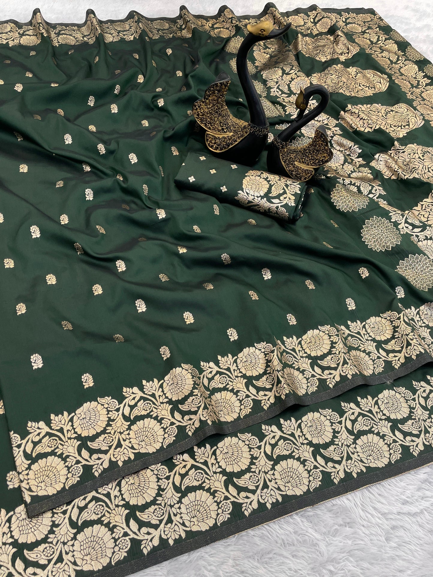 Pure Soft Banarasi Silk Saree green