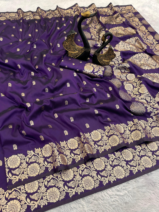 Pure Soft Banarasi Silk Saree wine
