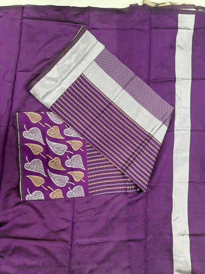 Elegant Purple Soft Lichi Silk Saree with Contrast Jacquard Border