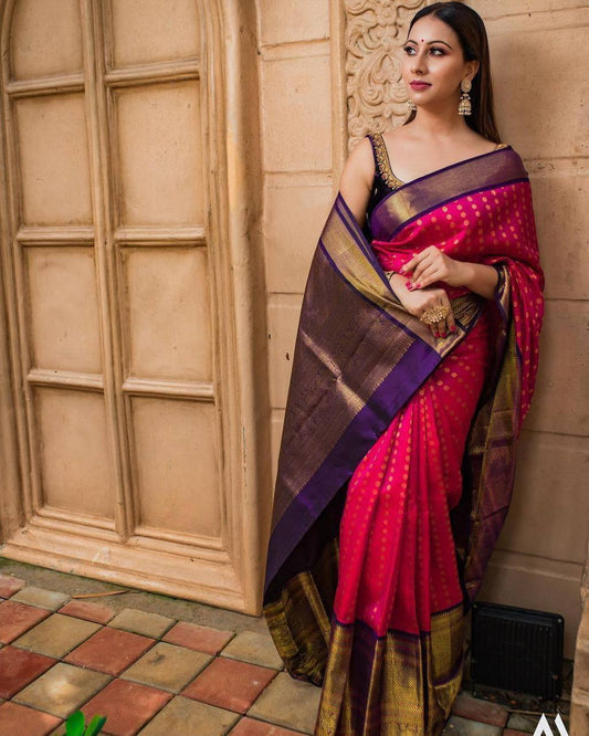 Elegant Soft Lichi Silk Saree with Rich Pallu & Jacquard Work