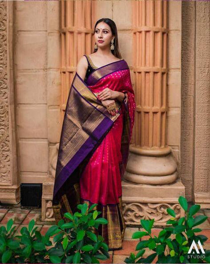 Elegant Soft Lichi Silk Saree with Rich Pallu & Jacquard Work