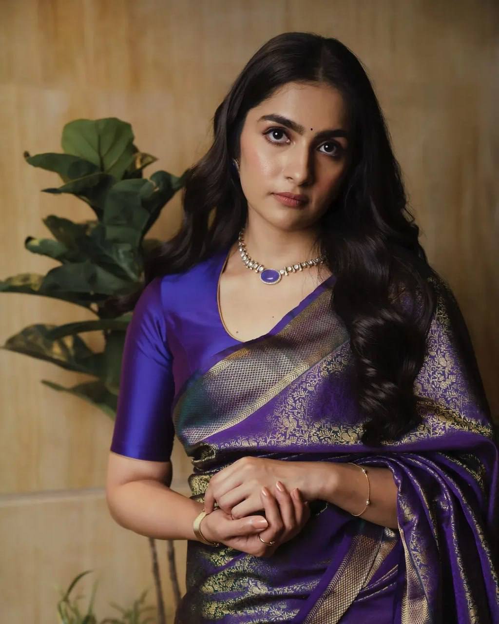 Royal Purple Kanjivaram Silk Saree with Rich Gold Zari Work & Elegant Traditional Finish