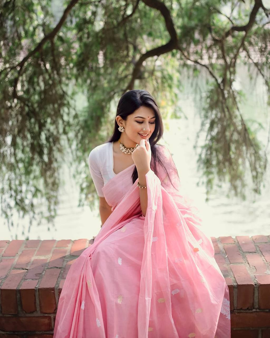 Graceful Pink Soft Lilan Slab Saree with Rich Pallu & Elegant Jacquard Work