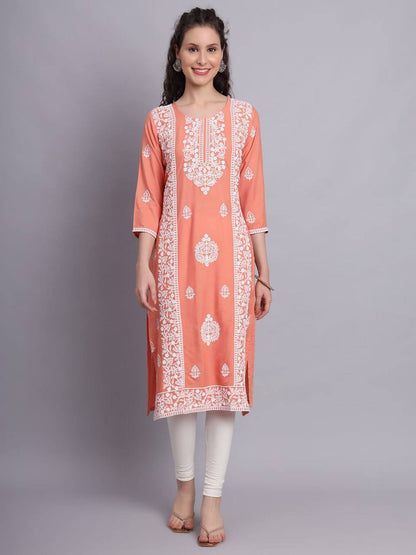 New Trendy Aari Work Stylish Rayon Embroidery Kurti