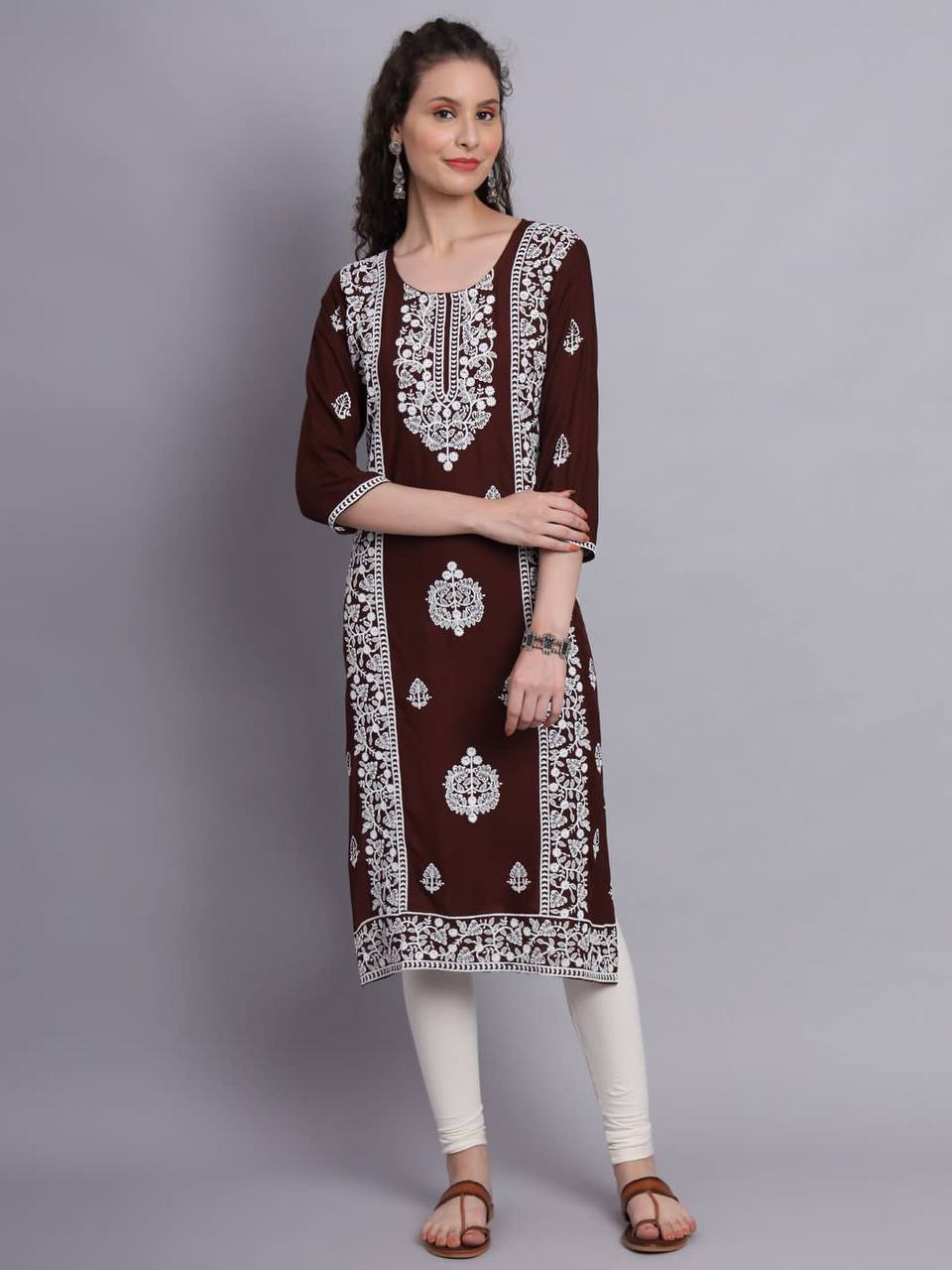 New Trendy Aari Work Stylish Rayon Embroidery Kurti