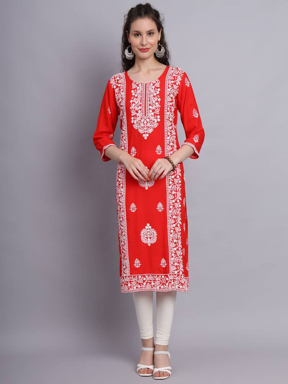 New Trendy Aari Work Stylish Rayon Embroidery Kurti