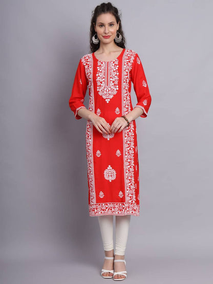 New Trendy Aari Work Stylish Rayon Embroidery Kurti