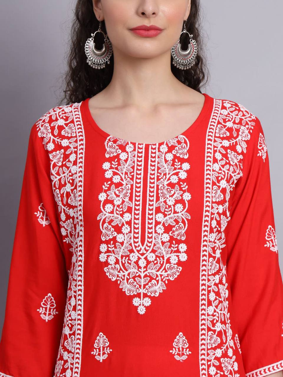 New Trendy Aari Work Stylish Rayon Embroidery Kurti