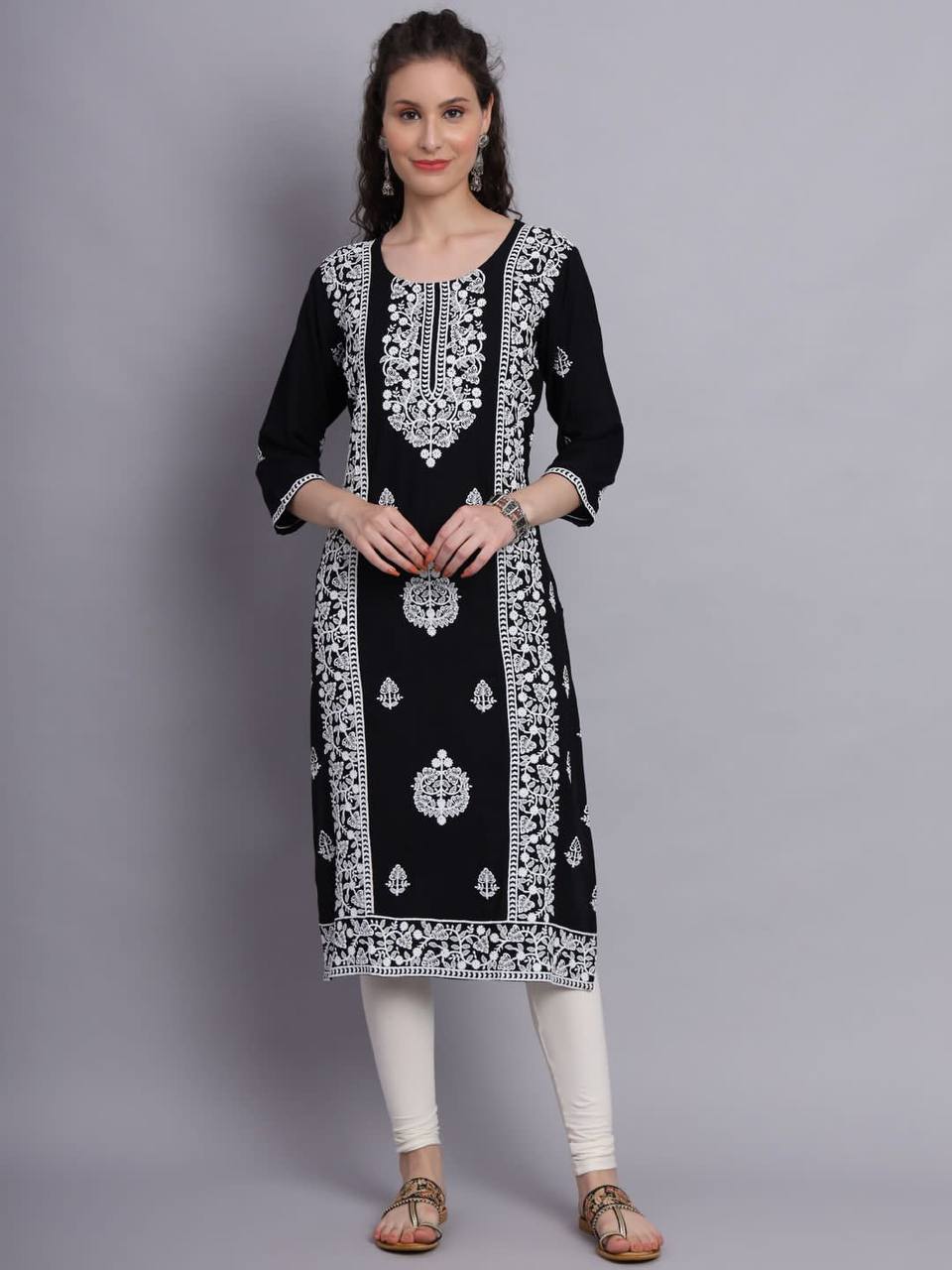 New Trendy Aari Work Stylish Rayon Embroidery Kurti