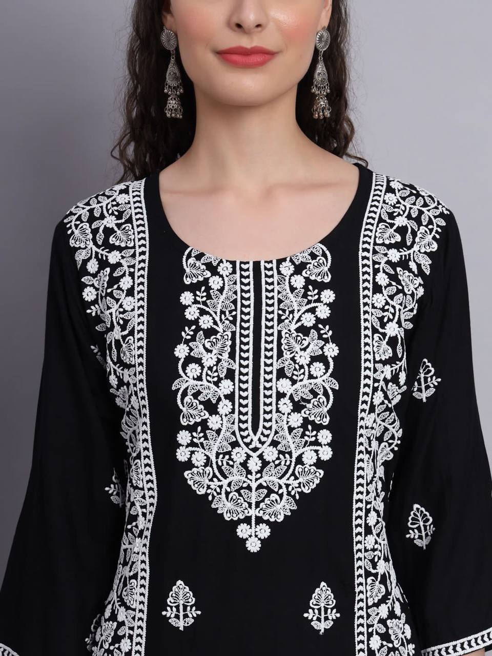 New Trendy Aari Work Stylish Rayon Embroidery Kurti