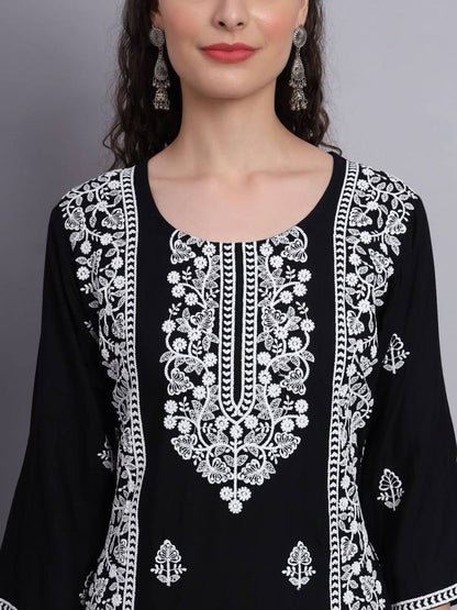 New Trendy Aari Work Stylish Rayon Embroidery Kurti