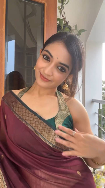 Classic Heritage Lichi Silk Saree with Exclusive Blouse