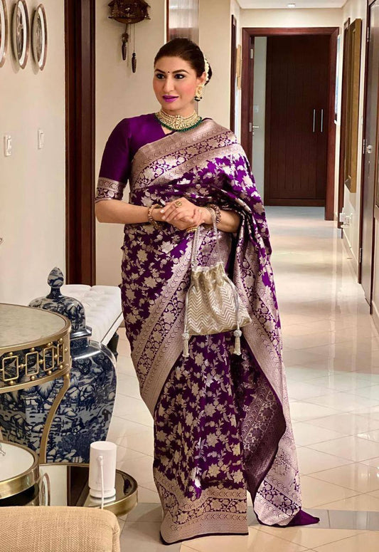 Elegant Soft Lichi Silk Saree with Rich Pallu & All-Over Jacquard Work