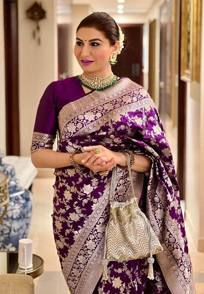 Elegant Soft Lichi Silk Saree with Rich Pallu & All-Over Jacquard Work