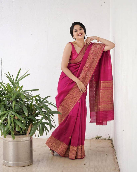 Royal Lichi Silk Jacquard Saree with Rich Pallu & Zalar
