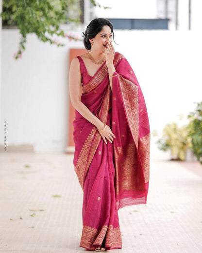 Royal Lichi Silk Jacquard Saree with Rich Pallu & Zalar
