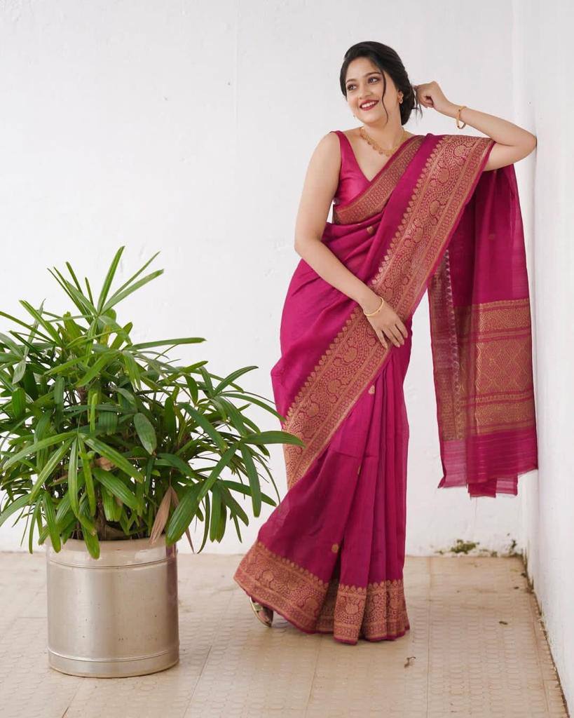 Royal Lichi Silk Jacquard Saree with Rich Pallu & Zalar