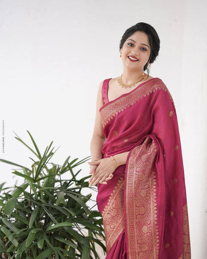 Royal Lichi Silk Jacquard Saree with Rich Pallu & Zalar