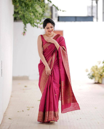 Royal Lichi Silk Jacquard Saree with Rich Pallu & Zalar