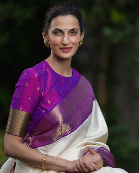 Elegant Soft Lichi Silk Saree with Rich Pallu & Jacquard Work