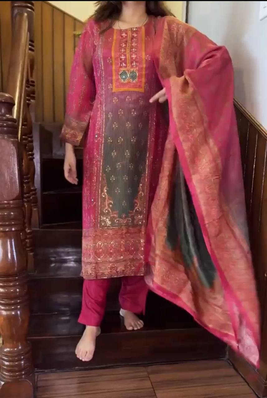 DESIGNER FANCY PINK KURTI