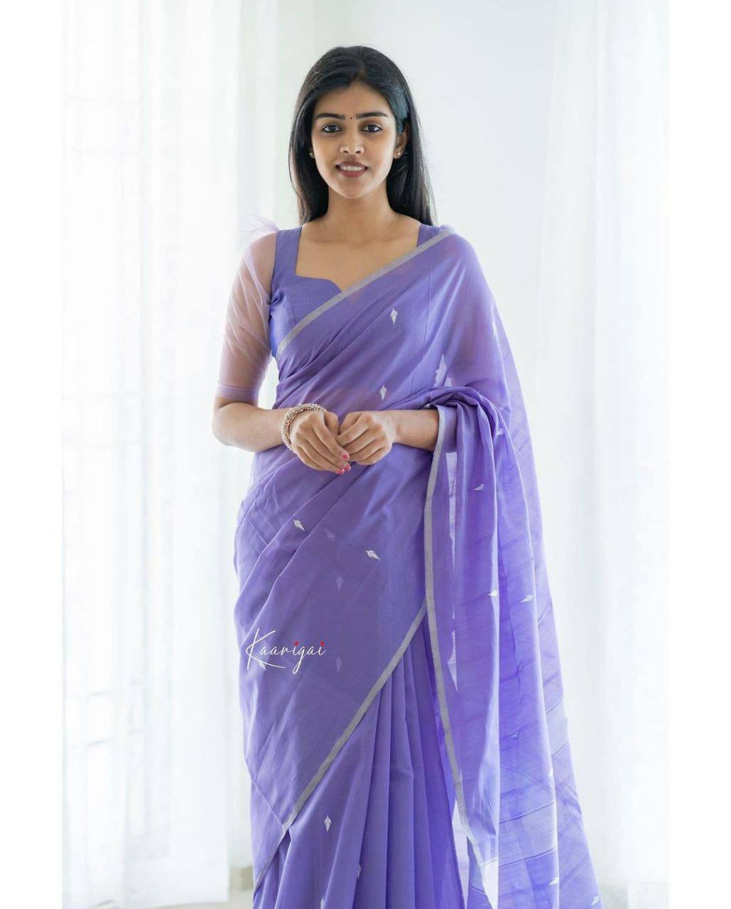 Light Purple Colour Banarasi Linen Silk Saree With Blouse Piece
