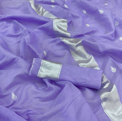 Light Purple Colour Banarasi Linen Silk Saree With Blouse Piece