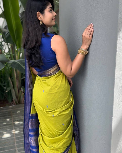 Elegant Lichi Silk Saree with Rich Pallu & Jacquard Weave