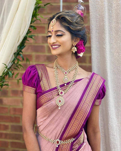 Elegant Lichi Silk Saree with Rich Pallu & Jacquard Weave