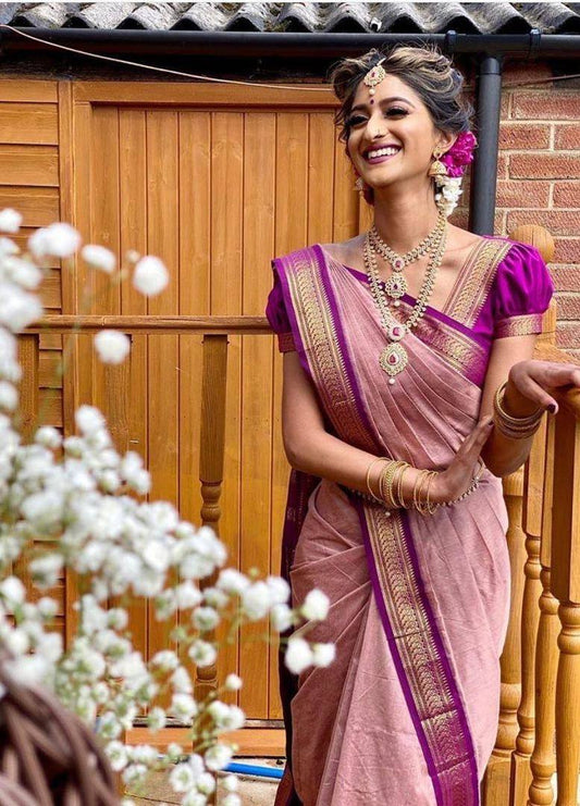 Elegant Lichi Silk Saree with Rich Pallu & Jacquard Weave