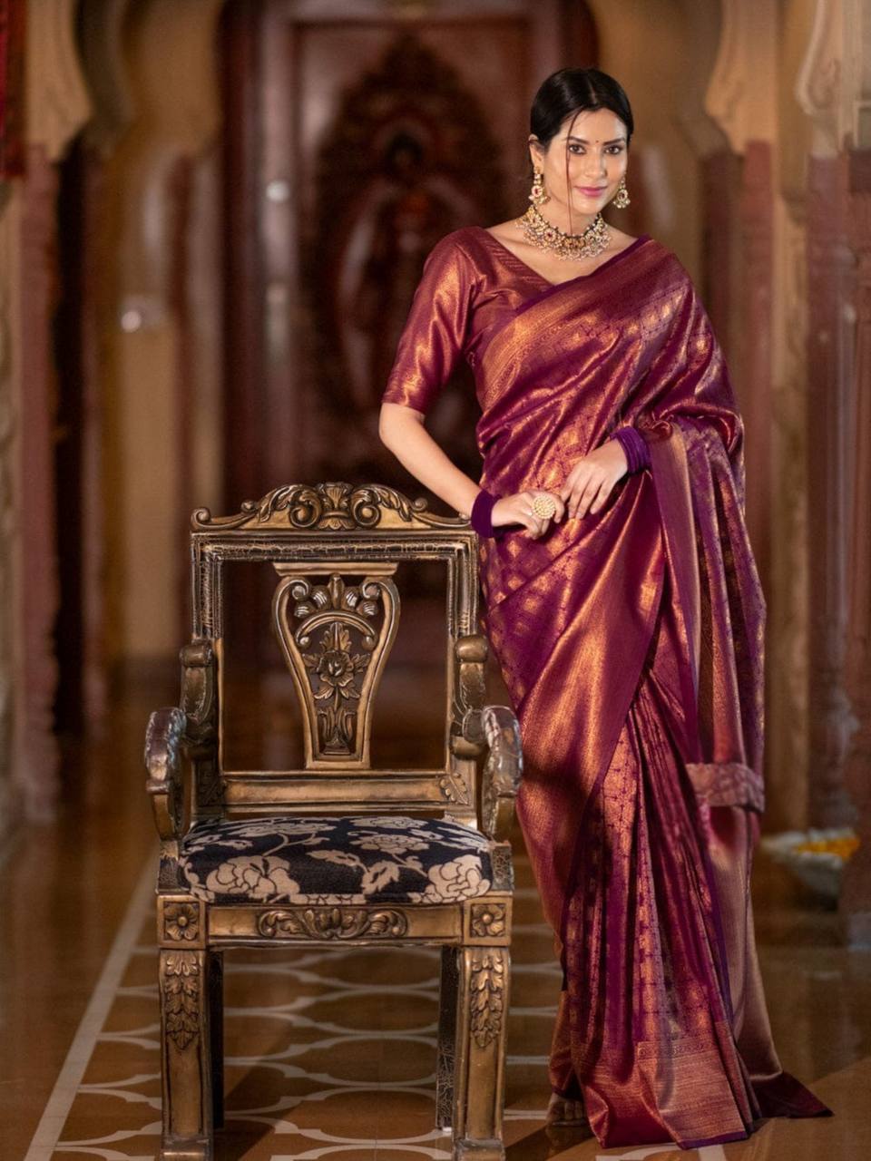 Luxurious Handcrafted Traditional Saree - MAROON
