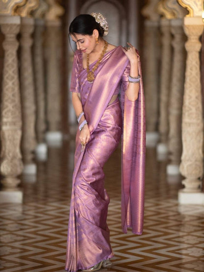 Luxurious Handcrafted Traditional Saree - LAVENDER