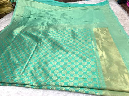 Light Green Colour Kanjivaram Woven Silk Saree With Blouse Piece