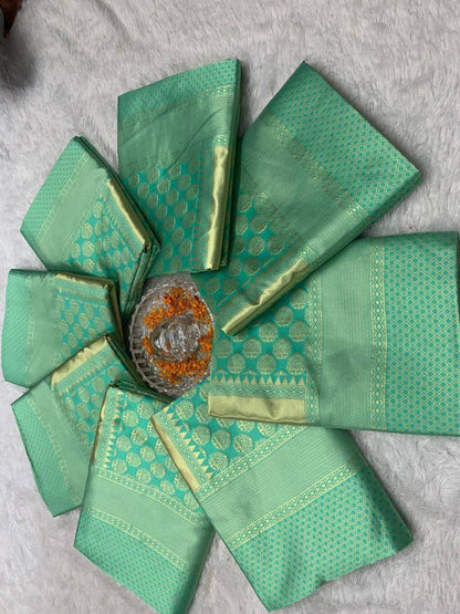 Light Green Colour Kanjivaram Woven Silk Saree With Blouse Piece