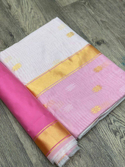 Pure Linen Silk Saree With Multi Thread Blouse