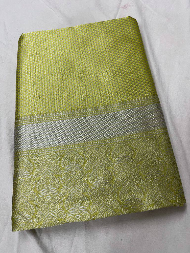 Light Green Colour Kanjivaram Woven Silk Saree With Blouse Piece