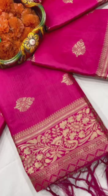 Pink Color Elegant Banarasi Silk Saree