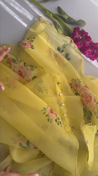Graceful Multi-Color Organza Silk Ready-to-Wear Saree with Handwork & Satin Silk Blouse